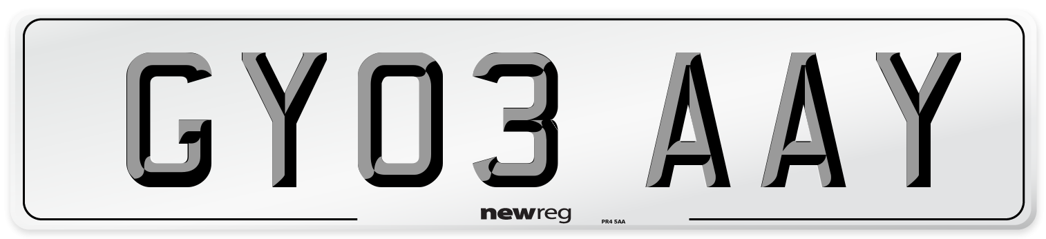 GY03 AAY Number Plate from New Reg